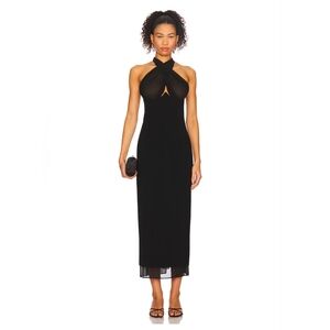 NWT | Camila Coelho Luzina Midi Dress In Black | Sheer | Wedding Guest | Small